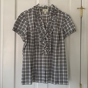 Loft button front ruffle blouse